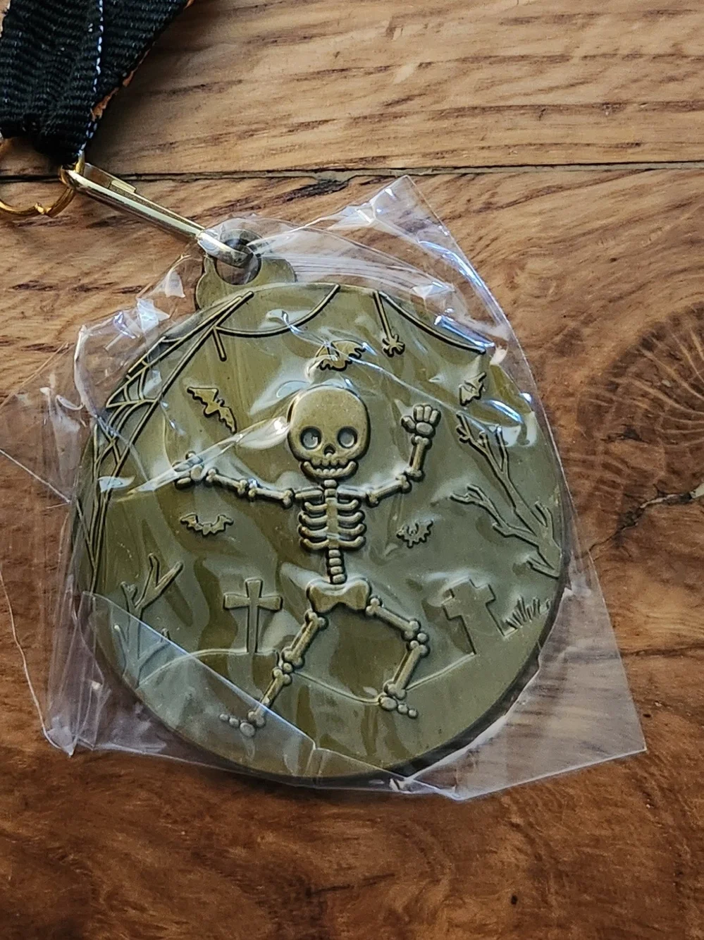 20 Pack Halloween Skeleton Medal Party Favor - Orange & Black Ribbon